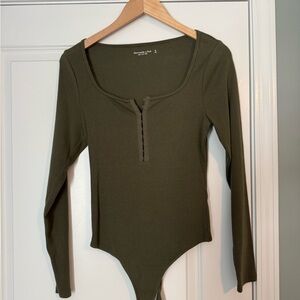 Olive Green Long Sleeve Bodysuit